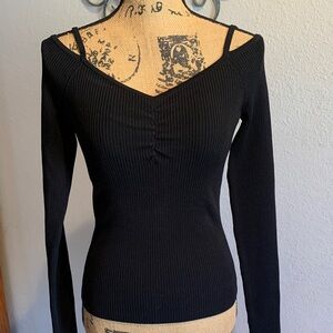 Elegant Black Off-the-Shoulder Sweater